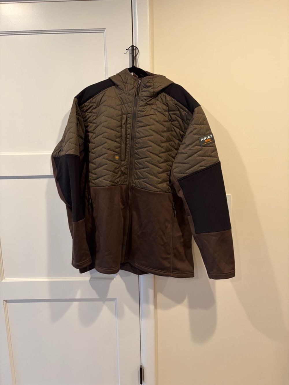 Ariat Olive Green and Black Quilted Hooded Puffer Jacket